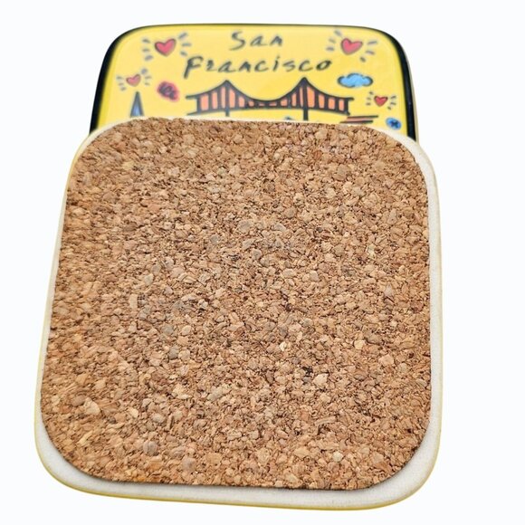 Luke-A-Tuke San Francisco Coaster Set of 2 Souvenir Vacation  Golden Gate Bridge - Picture 3 of 6